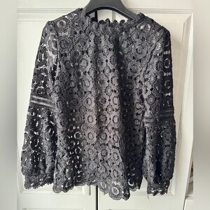 Chic Black Lace Women's Blouse